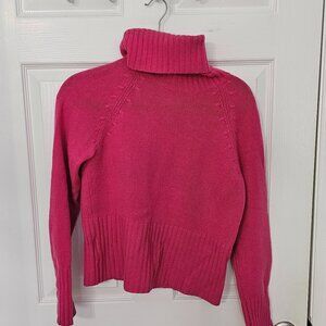 ANN TAYLOR Fuchsia Ribbed Turtleneck 100% Cashmere Size Medium